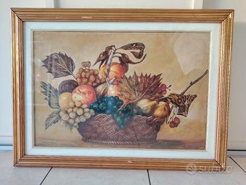 Dipinto olio su tela natura morta frutta