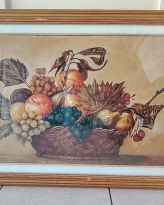 Dipinto olio su tela natura morta frutta