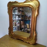 specchio dorato in legno, antico barocco , da muro