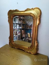specchio dorato in legno, antico barocco , da muro