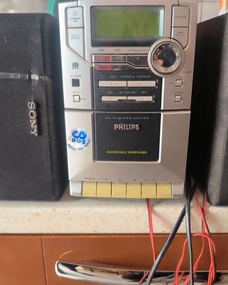 Stereo Philips parzialmente funzionante+casse Sony