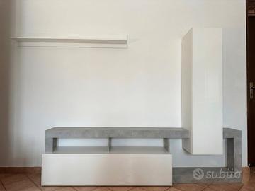 Mobile soggiorno moderno + mensola bianco/grigio