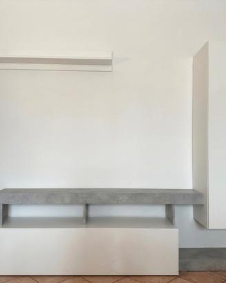 Mobile soggiorno moderno + mensola bianco/grigio