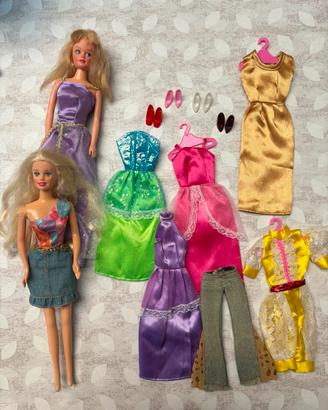 2 Barbie con set di vestiti