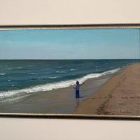 Riccardo Celommi Bbino sulla spiaggia olio su tela