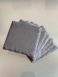 N.6 sottobicchieri in ardesia 10x10cm -pietra natu