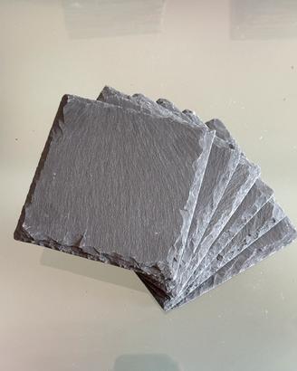N.6 sottobicchieri in ardesia 10x10cm -pietra natu