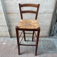 Sgabello in legno impagliato
