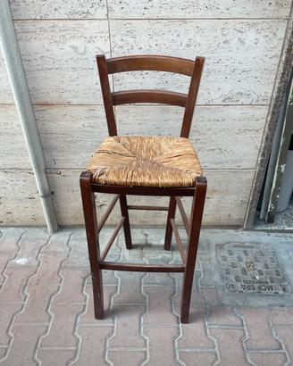 Sgabello in legno impagliato