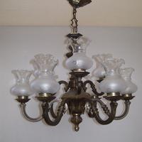 Lampadario in ottone con 9 luci