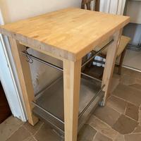 Carrello da cucina in legno massello e acciaio