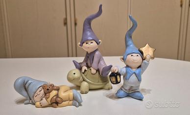 Egan gnomi folletti in ceramica dipinta a mano 