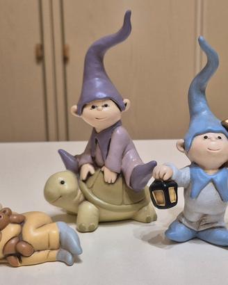 Egan gnomi folletti in ceramica dipinta a mano 