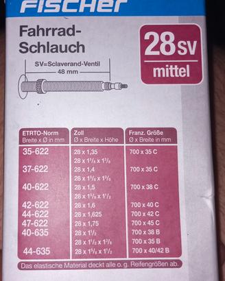 camera d' aria bici "28