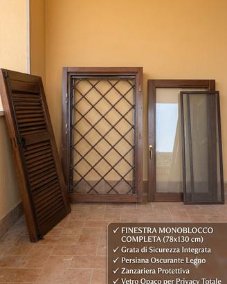 Finestra in Legno Completa (78x130) con inferriata