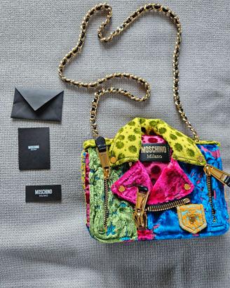 Borsa Moschino Jacquard Velvet Tapestry Biker