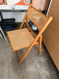 Sedia pieghevole vintage legno paglia di Vienna