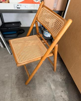 Sedia pieghevole vintage legno paglia di Vienna