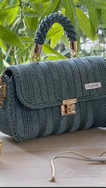 Borsa artigianale verde petrolio Pezzo Unico