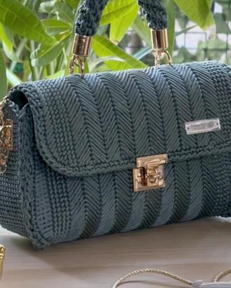 Borsa artigianale verde petrolio Pezzo Unico