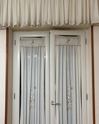 Coppia di tende artigianali in misto lino