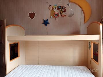 Cameretta a ponte con 3 letti  esterni estraibili