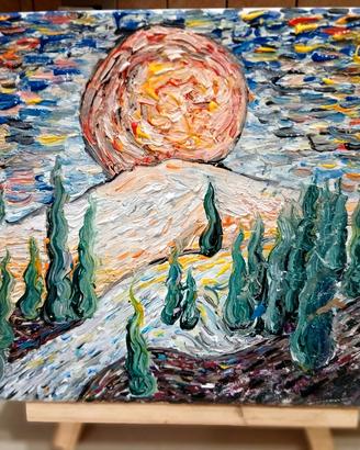 Quadro "Paesaggio di montagna con cipressi"