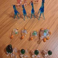 16 pezzi animali in vetro di murano