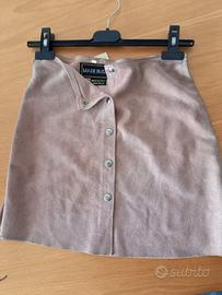 Gonna Rosa Taglia 42 Vera Pelle Vintage