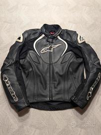 Alpinestars giacca in pelle jaws nero/bianco - 50