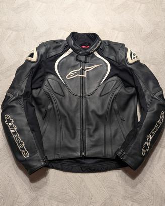 Alpinestars giacca in pelle jaws nero/bianco - 50