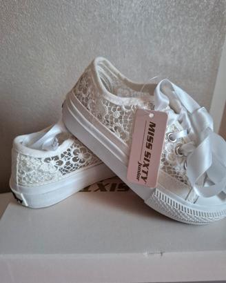Scarpe bambina pizzo bianco n. 25 Miss Sixty nuove