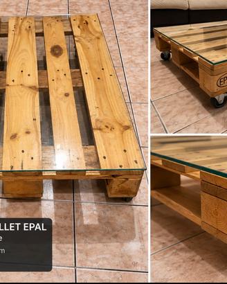 Tavolino pallet EPAL con vetro temprato