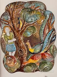 Coppia di pannelli ceramica artistici