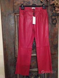 Pantaloni a trombetta in vera pelle 