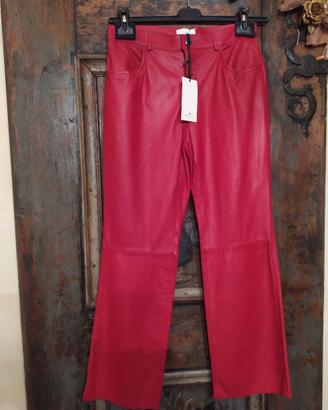 Pantaloni a trombetta in vera pelle 