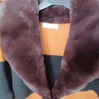 Cappotto, nuovo da donna a righe nere e senape, co