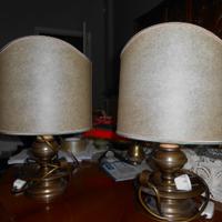 Coppia di lampade in ottone con paralume
