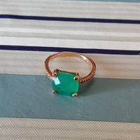 Anello Argento 925, Zircone & Onice Verde