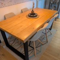 Tavolo artigianale legno massello industriale