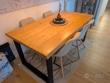 Tavolo artigianale legno massello industriale