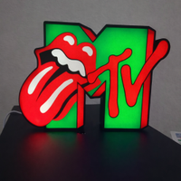 Lampada LED 3D MTV Rock Insegna Luminosa Artigiana