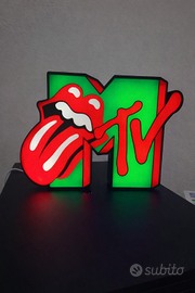 Lampada LED 3D MTV Rock Insegna Luminosa Artigiana
