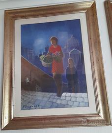 fantuzzi olio su tela 50x70 autenticato sul retro