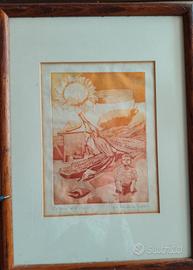 Acquerello su carta con cornice Luciana Favari