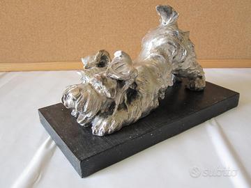 Statuetta cane terracotta  argento Cacciapuoti
