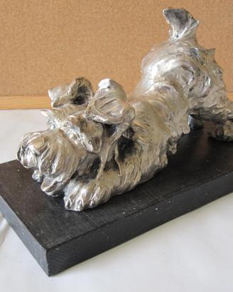 Statuetta cane terracotta  argento Cacciapuoti