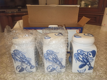 Set 3 contenitori in ceramica zucchero sale