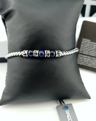 Bracciale Aragonesi Santiago Agata Blu Acciaio