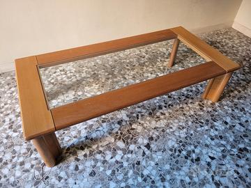 Tavolino legno e vetro 135x65